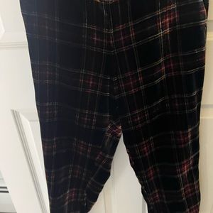 JCrew pant trouser in Tartan plaid velvet